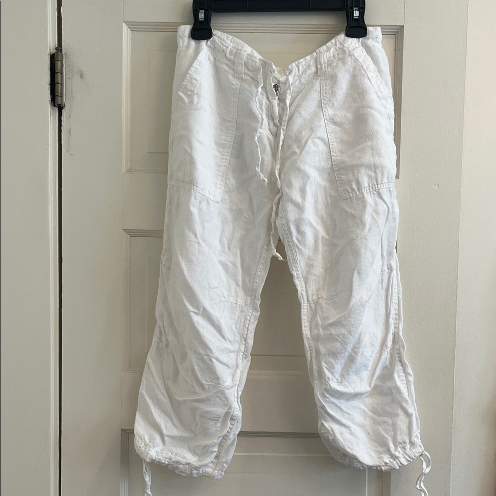 Women's White Drawstring Cargo Pants 0039 Italy
